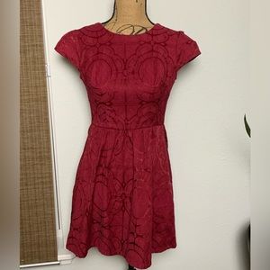 Burgundy Flare Dress, Size 1/2